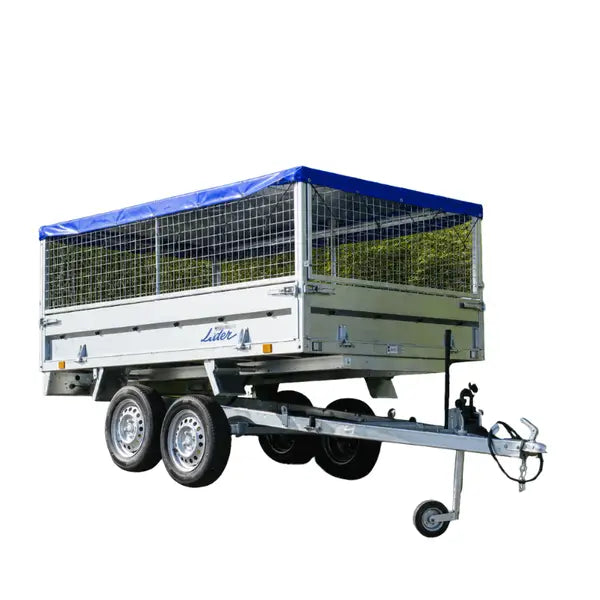 LIDER 39560 - Benne hydraulique double essieu avec rehausses grillagées - PTAC 750 kg - Vue 3